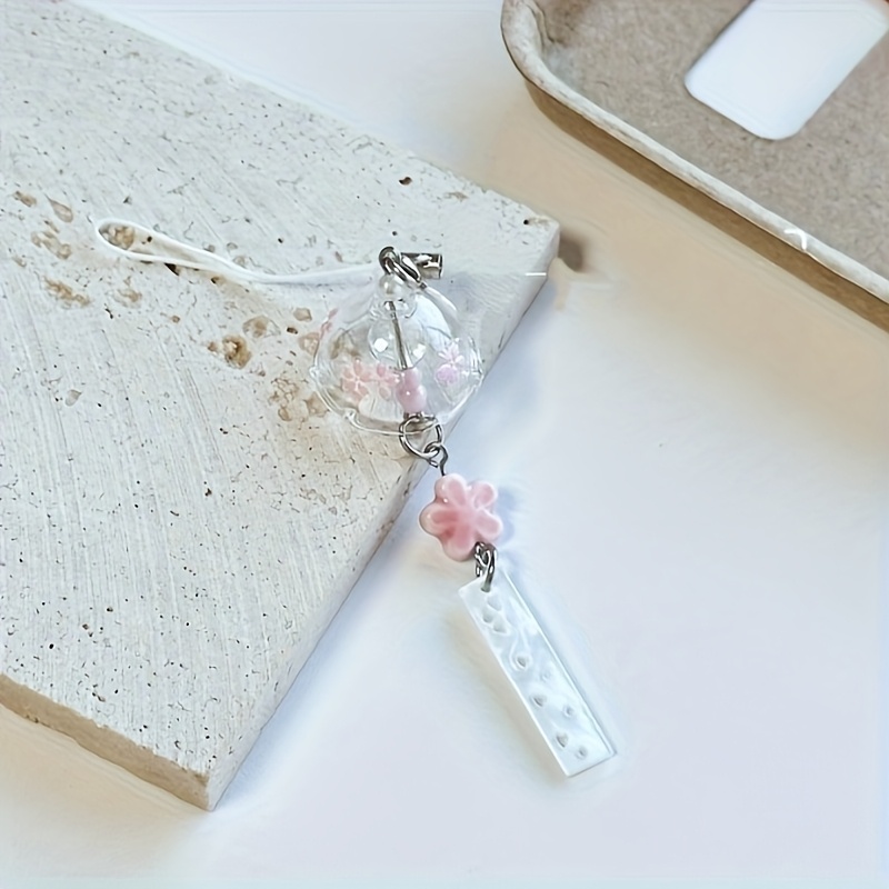 Yellow Phone Accessories - Handmade Beaded Cherry Blossom Phone Charm