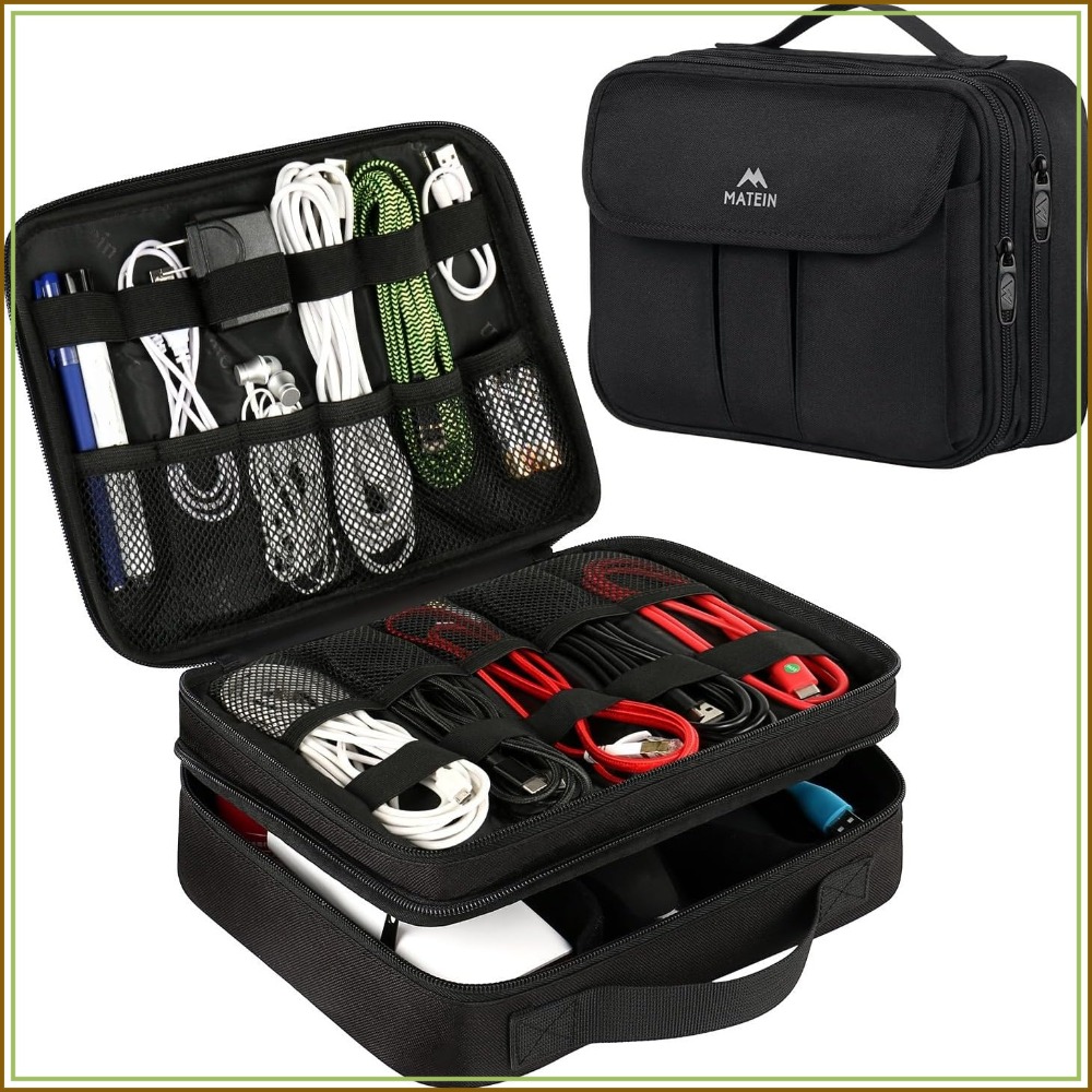 Phone Accessories For Travel - Waterproof Travel Electronic Organizer, Double Layer