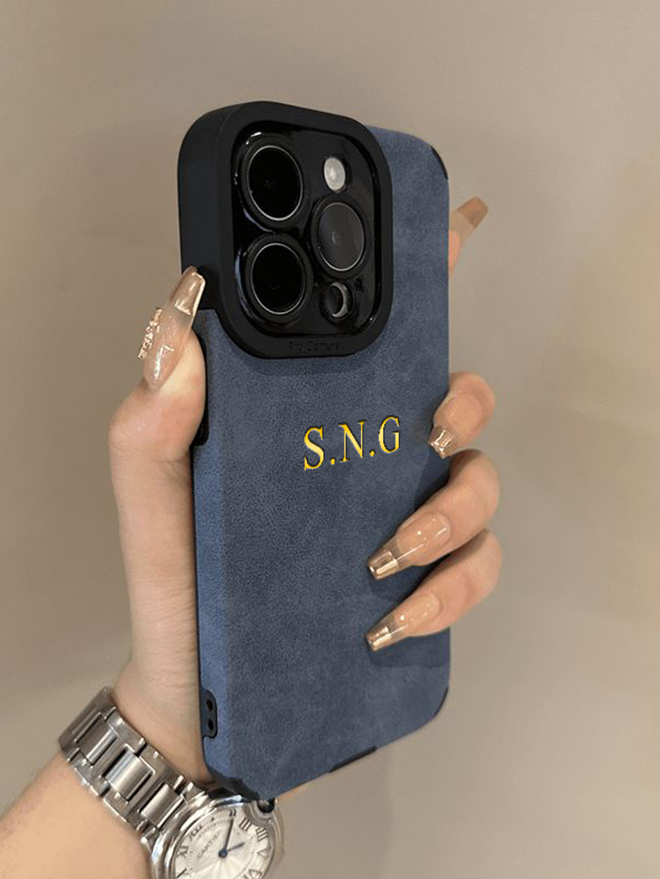 Phone Accessories Names - Luxury Lambskin Leather Personalized Customized Initials
