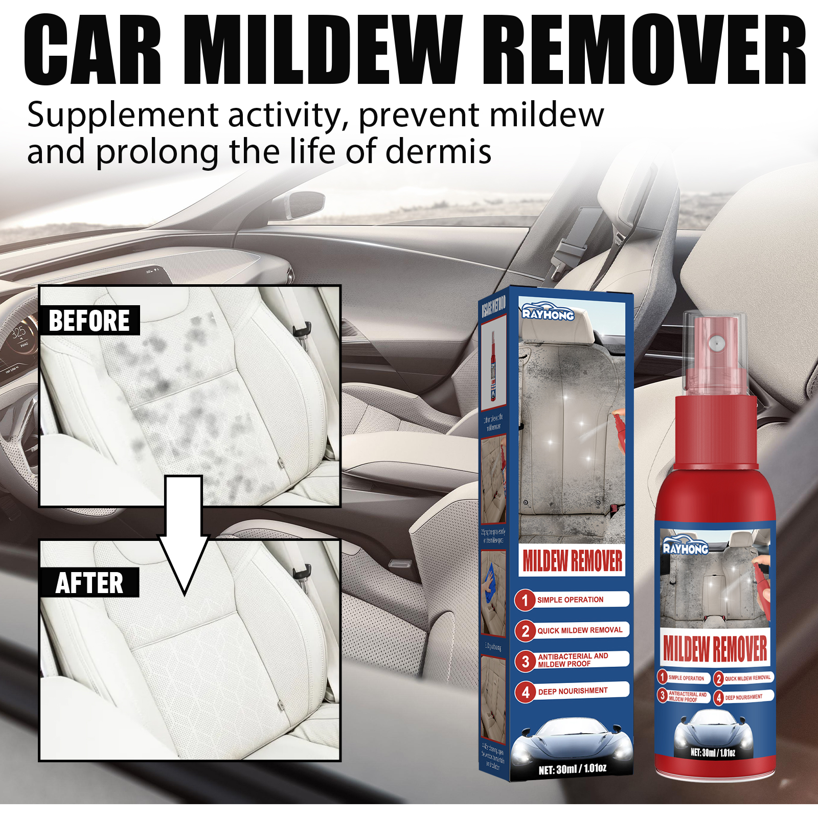 Screen Cleaner Spray - Car Mildew Remover Spray Multi-Functional Stain