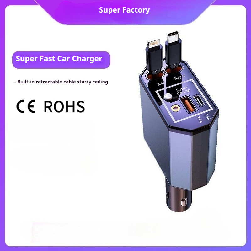 120W Car Charger with Telescop – Fast Charging Cable recenzja i cena