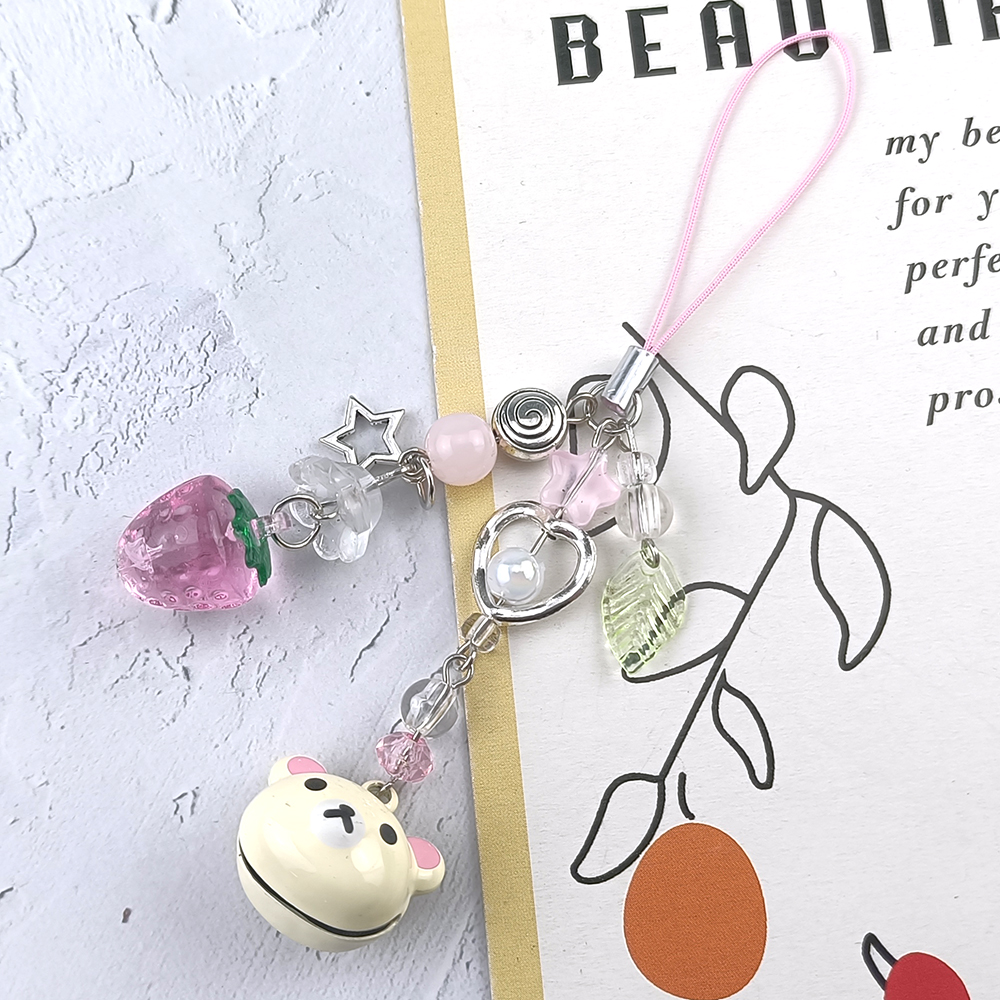 Cute Bell Bear Beaded Keychain – Phone Accessories For Teens recenzja i cena
