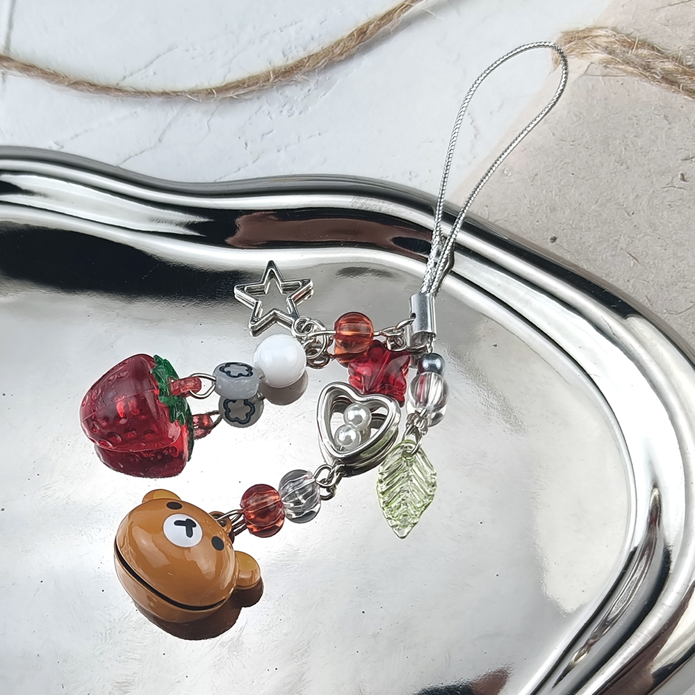 Cute Bell Bear Beaded Keychain – Phone Accessories For Teens recenzja i cena