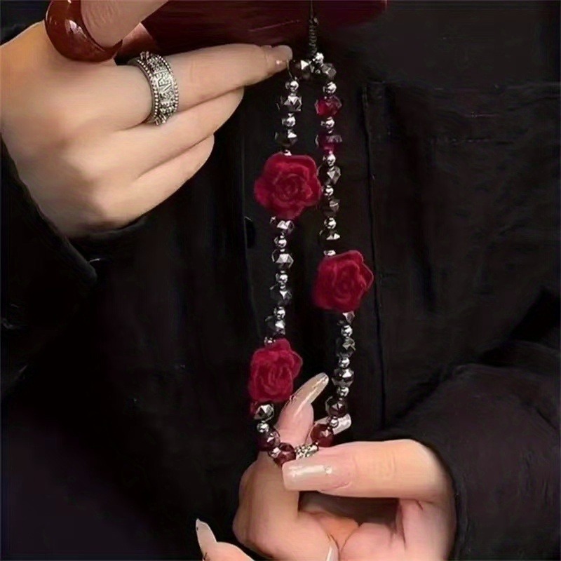 1PCS Wine Red Rose Flower Phon – Yellow Phone Accessories recenzja i cena