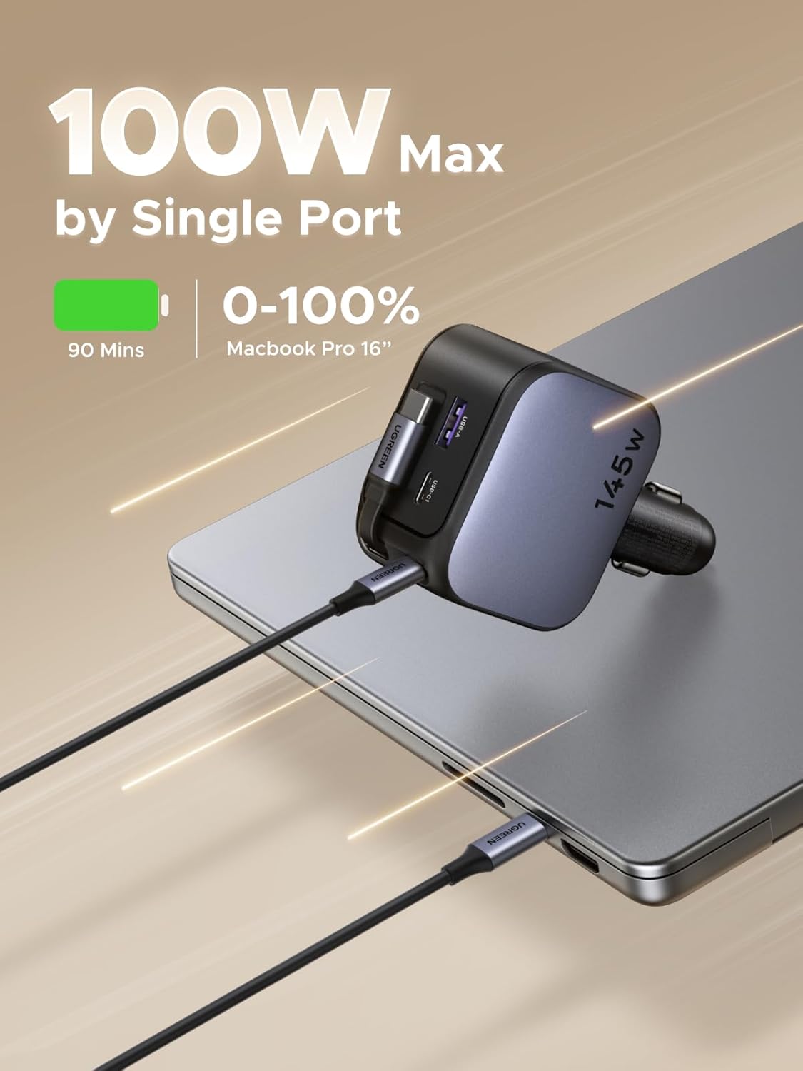 UGREEN 145W 3C1A Retractable C – Fast Charging Cable recenzja i cena