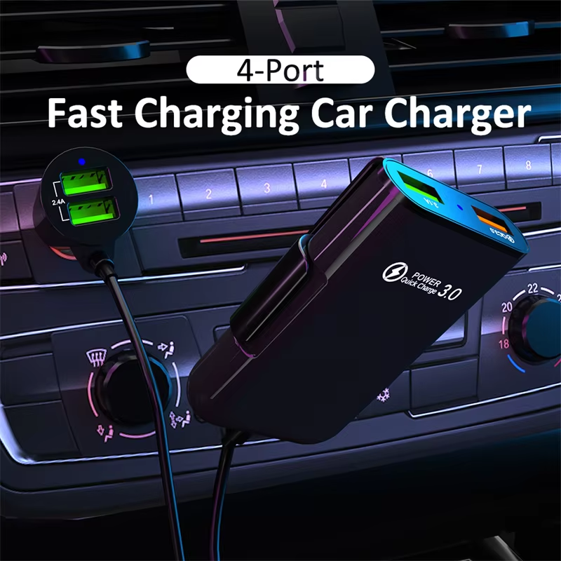 40W 4 Port USB Car Charger QC3 – Fast Charging Cable recenzja i cena