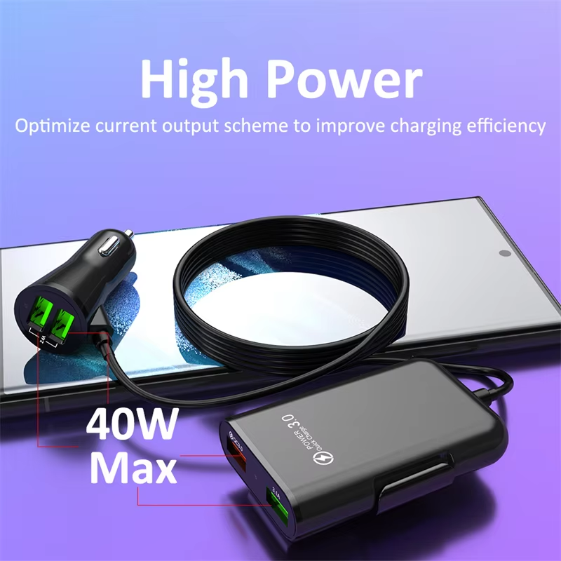 40W 4 Port USB Car Charger QC3 – Fast Charging Cable recenzja i cena