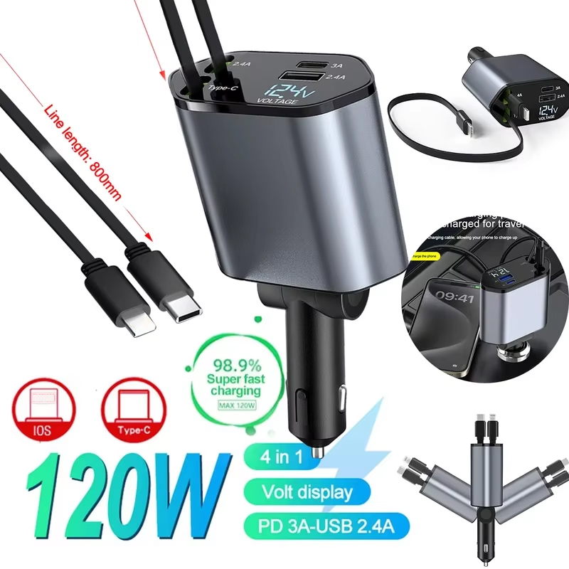 120W 4 in 1 retractable car ch – Fast Charging Cable recenzja i cena
