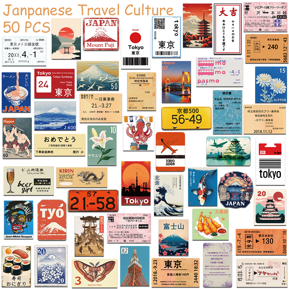 50Pcs Japanese Travel Culture  – Phone Accessories For Teens recenzja i cena