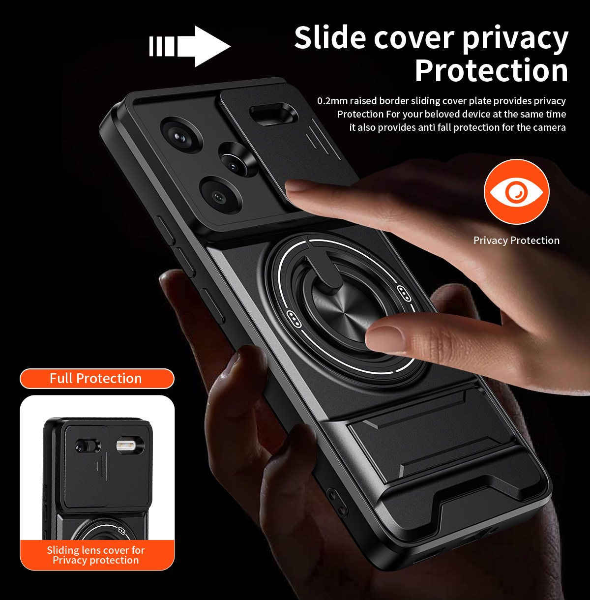 Lens Slide Camera Phone Case f – Phone Ring Holder recenzja i cena